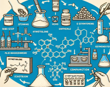 Synthesis pathway of oxymetholone compresse